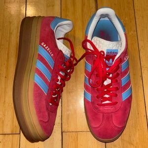 Adidas Gazelle Bold Platform Sneakers Red Blue | Size 8